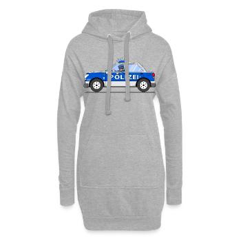 Polizeiauto mit Polizist in Blau und Silber - Hoodie-Kleid - Grau meliert - Vorne