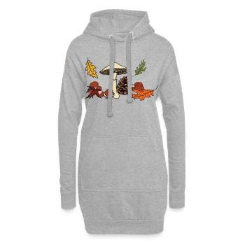 Feuilles de champignon d’automne Châtaignier - Sweat-shirt à capuche long Femme - gris chiné - Devant
