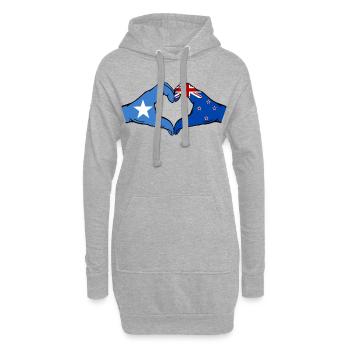 Somalia Neuseeland Flagge Hände Herzform - Hoodie-Kleid - Grau meliert - Vorne