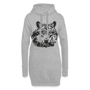 Wolf vek Wolfskopf - Sweat-shirt à capuche long Femme - gris chiné - Devant