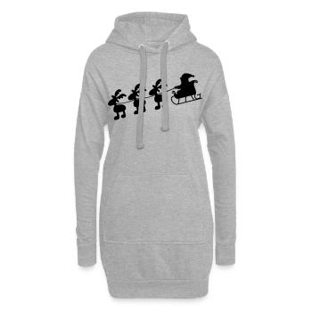 Weihnachtsmann mit Schlitten - Hoodie-Kleid - Grau meliert - Vorne