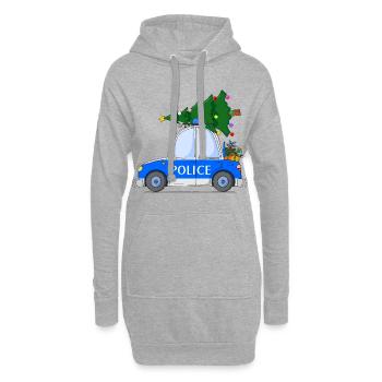 Polizeiauto Police Weihnachten - Hoodie-Kleid - Grau meliert - Vorne