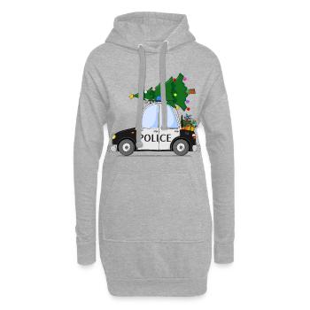 Polizeiauto Police Weihnachten schwarz weiß - Hoodie-Kleid - Grau meliert - Vorne