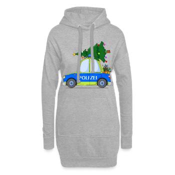 Polizeiauto Weihnachten Blau Gelb - Hoodie-Kleid - Grau meliert - Vorne