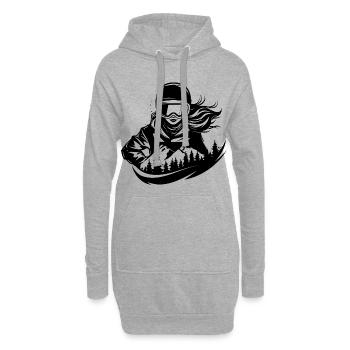 Snowboarderin Zeichnung - Hoodie-Kleid - Grau meliert - Vorne