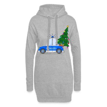 Voiture de police Noël Arbre de Noël Bleu - Sweat-shirt à capuche long Femme - gris chiné - Devant