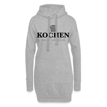 Tablier de cuisine drôle - Sweat-shirt à capuche long Femme - gris chiné - Devant