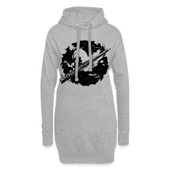 Croquis de flûte - Sweat-shirt à capuche long Femme - gris chiné - Devant