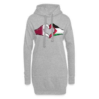 Qatar Palestine flag hands heart shape used - Hoodie Dress - heather grey - Front