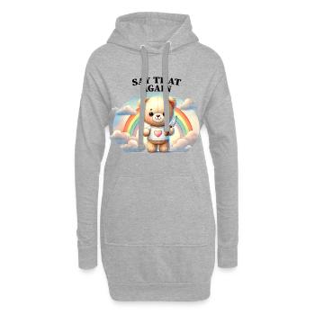 Ein Teddybär mit unschuldigem Lächeln - Hoodie-Kleid - Grau meliert - Vorne