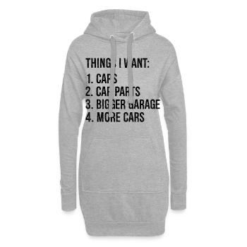 things I want cars car parts bigger garage cars - Sweat-shirt à capuche long Femme - gris chiné - Devant
