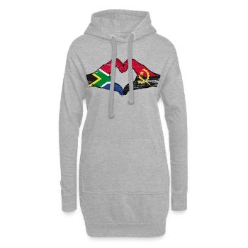 Südafrika Angola Flagge Hände Herzform used - Hoodie-Kleid - Grau meliert - Vorne