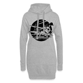 Dessin de l’avion de l’hélice - Sweat-shirt à capuche long Femme - gris chiné - Devant