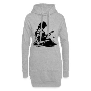 Banjo Girl Drawing - Hoodie Dress - heather grey - Front