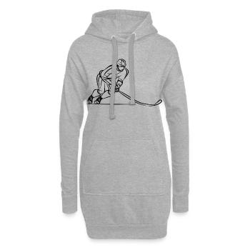 Eishockeyspieler Line Art - Hoodie-Kleid - Grau meliert - Vorne