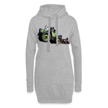Grüner Traktor MB trac 1300 Hochstarter - Hoodie-Kleid - Grau meliert - Vorne