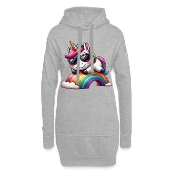 Cool Licorne Lunettes de soleil arc-en-ciel Nuages - Sweat-shirt à capuche long Femme - gris chiné - Devant
