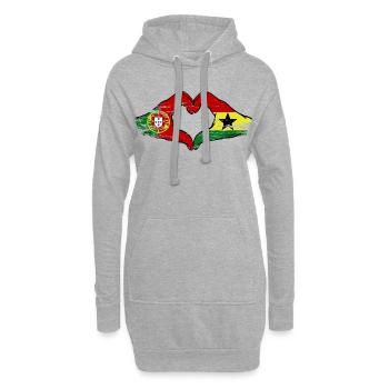 Portugal Ghana Drapeau Coeur - Sweat-shirt à capuche long Femme - gris chiné - Devant