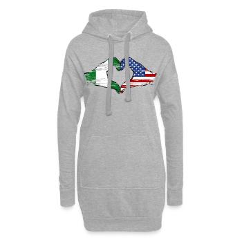 Nigeria USA Flagge Hände Herzform used - Hoodie-Kleid - Grau meliert - Vorne