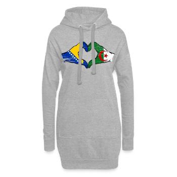 Bosnie Algérie drapeau mains forme de coeur utilisé - Sweat-shirt à capuche long Femme - gris chiné - Devant