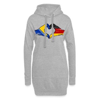 Bosnien Deutschland Flagge Hände Herzform used - Hoodie-Kleid - Grau meliert - Vorne