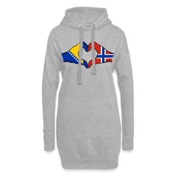 Bosnia Norway Flag Hands Heart Shape - Hoodie Dress - heather grey - Front