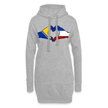 Bosnia Holland Flag Hands Heart Shape - Hoodie Dress - heather grey - Front