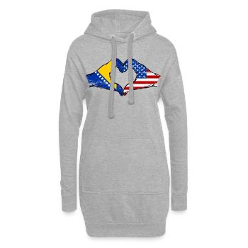 Bosnien USA Flagge Hände Herzform used - Hoodie-Kleid - Grau meliert - Vorne