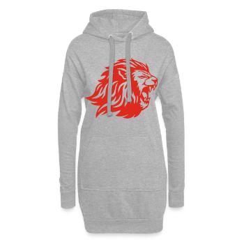 Der König der Tiere (rot) - Hoodie-Kleid - Grau meliert - Vorne