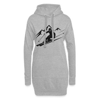 Skifahrer Ski Winter Winterurlaub Wintersport - Hoodie-Kleid - Grau meliert - Vorne