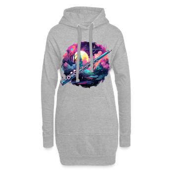 Flöte - Hoodie-Kleid - Grau meliert - Vorne