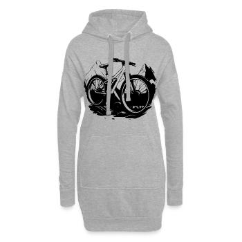 Mountainbike Skizze - Hoodie-Kleid - Grau meliert - Vorne