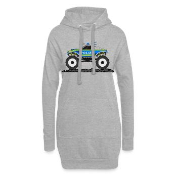 Monstertruck Polizei Blau Gelb - Hoodie-Kleid - Grau meliert - Vorne