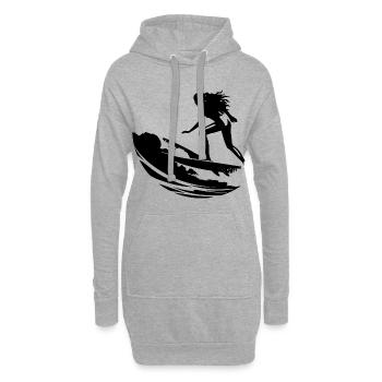Surfeuse - Sweat-shirt à capuche long Femme - gris chiné - Devant