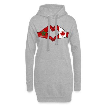 Aiguilles du drapeau du Maroc Canada en forme de coeur utilisé - Sweat-shirt à capuche long Femme - gris chiné - Devant