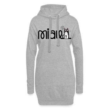 lustige MIAU - Katze - Hoodie-Kleid - Grau meliert - Vorne