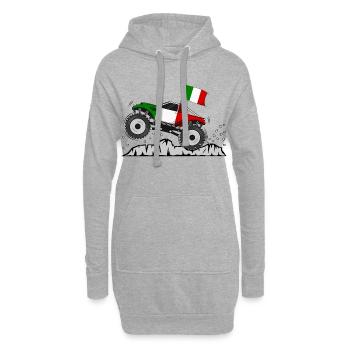 Italien Flagge Monstertruck  - Hoodie-Kleid - Grau meliert - Vorne