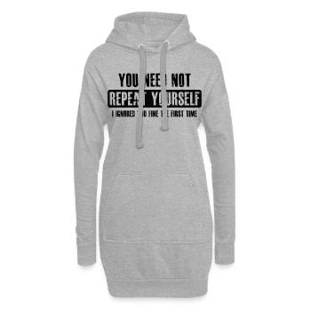 tu n'as pas besoin de te répéter - Sweat-shirt à capuche long Femme - gris chiné - Devant