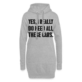 , j'ai vraiment besoin de toutes ces voitures - Sweat-shirt à capuche long Femme - gris chiné - Devant
