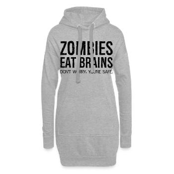 les zombies mangent des cerveaux - Sweat-shirt à capuche long Femme - gris chiné - Devant