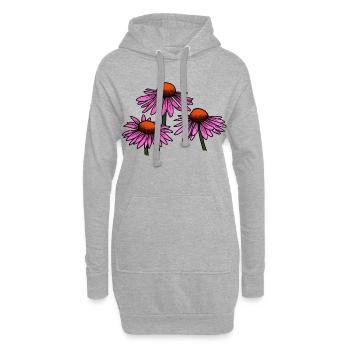 Échinacée - Fleur - Sweat-shirt à capuche long Femme - gris chiné - Devant