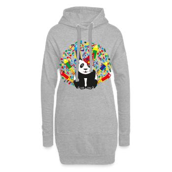Geburtstags Panda mit Konfetti und Raketen. - Hoodie-Kleid - Grau meliert - Vorne