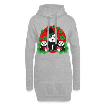 Panda Familie mit Kleeblätter - Hoodie-Kleid - Grau meliert - Vorne