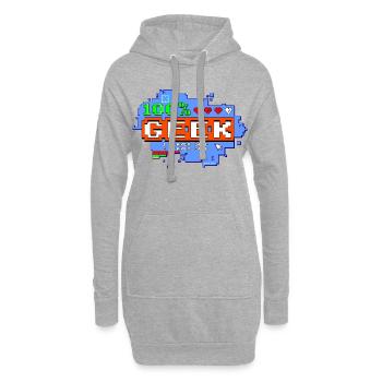 100% Geek - Sweat-shirt à capuche long Femme - gris chiné - Devant