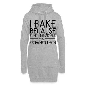 I bake because punching people - Hoodie-Kleid - Grau meliert - Vorne