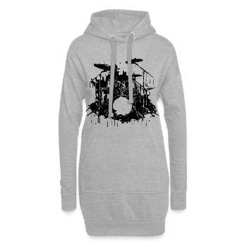 Schlagzeug - Hoodie-Kleid - Grau meliert - Vorne