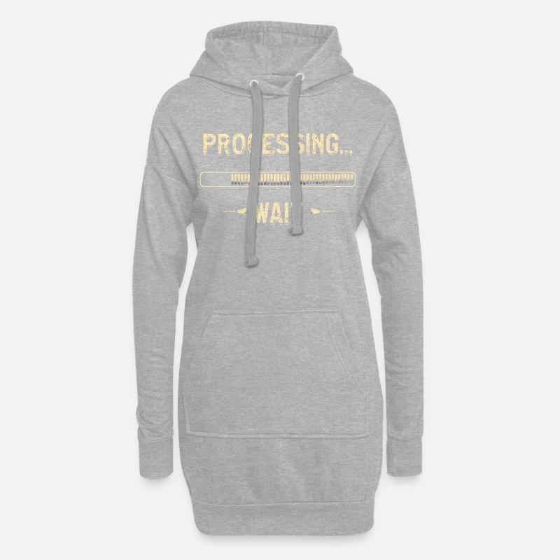 Processing... Please Wait - Hoodie-Kleid - Grau meliert