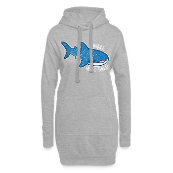 Drôle de requin-baleine avec jeu de mots - Sweat-shirt à capuche long Femme - gris chiné - Devant