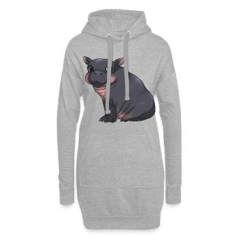 Mignon bébé hippopotame - Alarme de câlin ! - Sweat-shirt à capuche long Femme - gris chiné - Devant