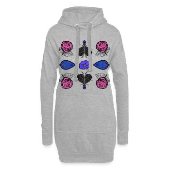 Roses Pop Art - Sweat-shirt à capuche long Femme - gris chiné - Devant